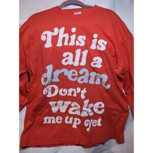 LONELY GHOST Mens This Is All A Dream Long Sleeve Orange Tee Shirt Size XL